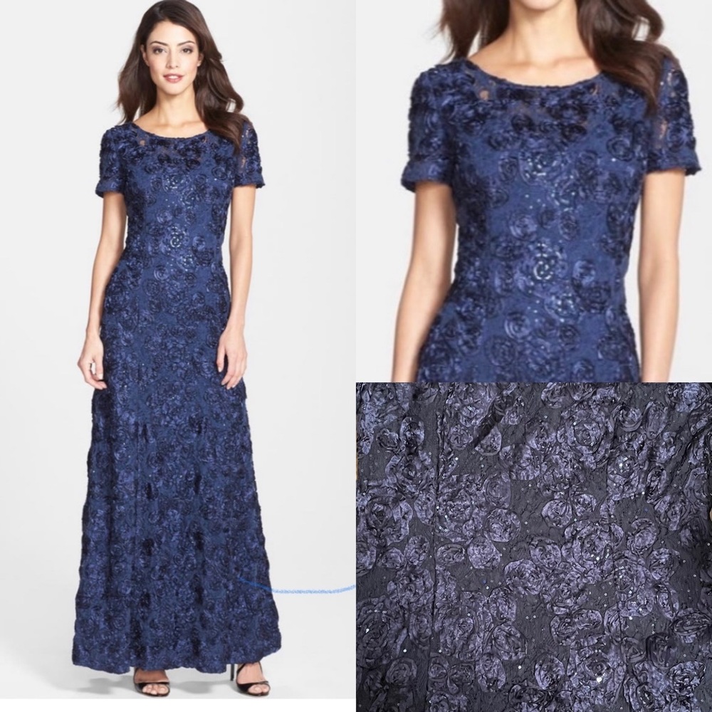 Alex
Evenings
Embellished
Gown Dress size 12 14 Navy Blue or 14P petite - Picture 8 of 16